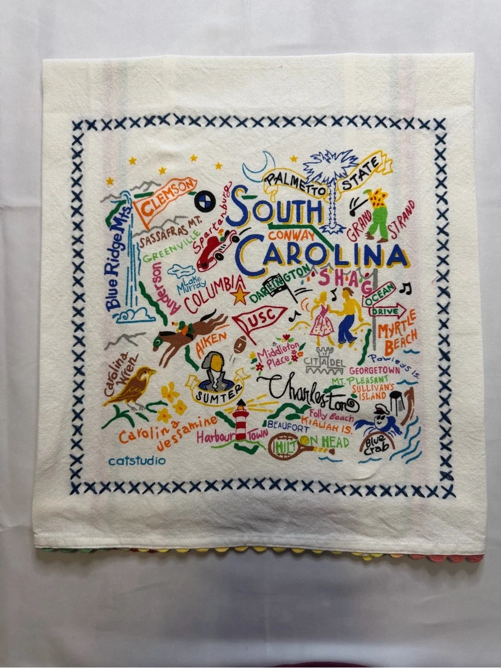 South Carolina catstudio Map Decorative Tea Towel - Multicolor